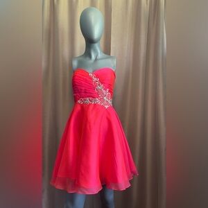 Hannah 12 Pink Embellished Ruched Strapless Prom Dress Special Occasion EUC